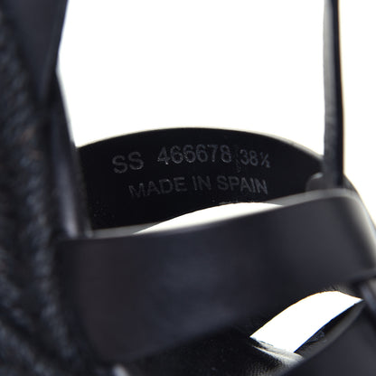 Saint Laurent Calfskin Tribute 95 Platform Espadrille Wedge Sandals 38.5 Black 7 of 7