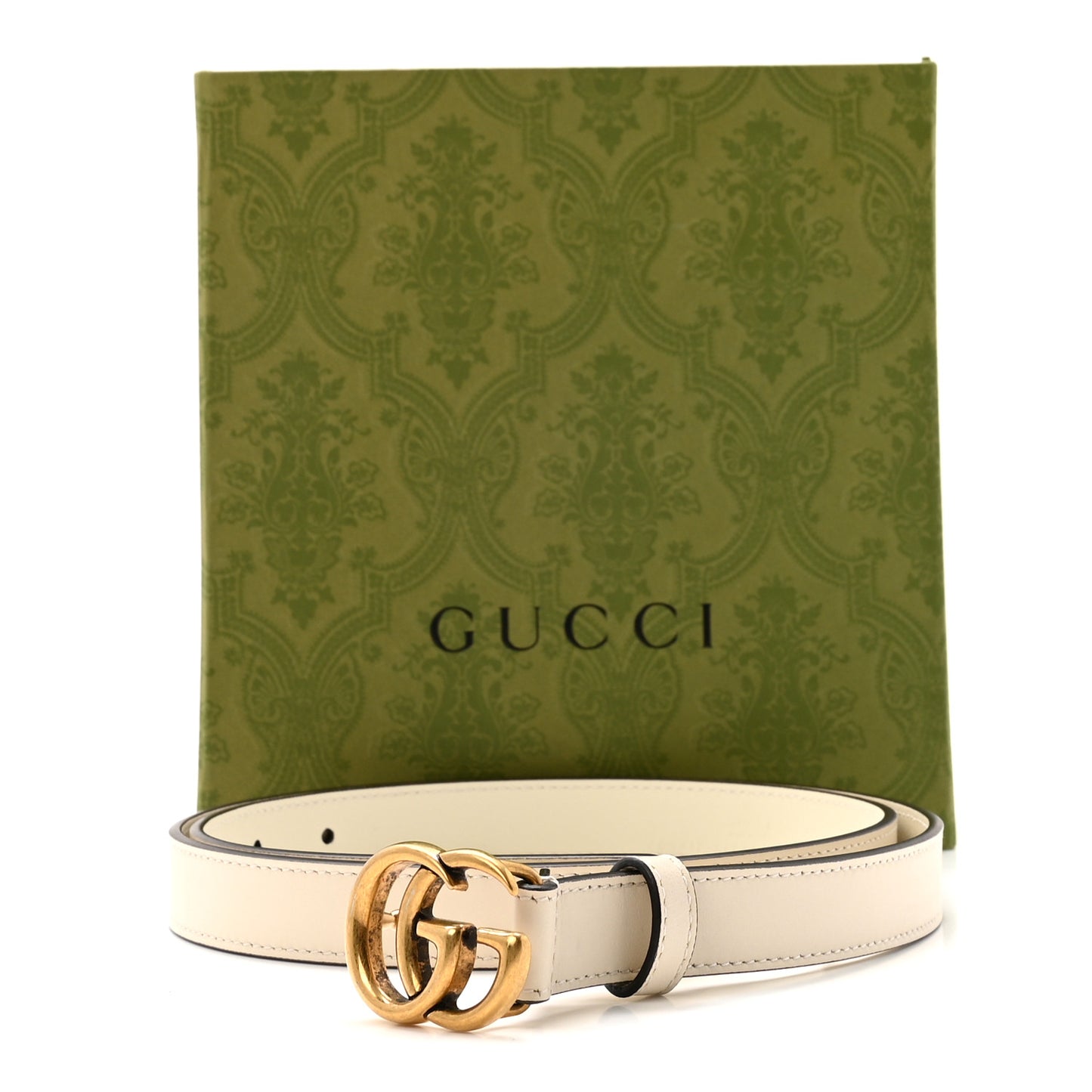 Calfskin Double G 20mm Belt 90 36 Mystic White