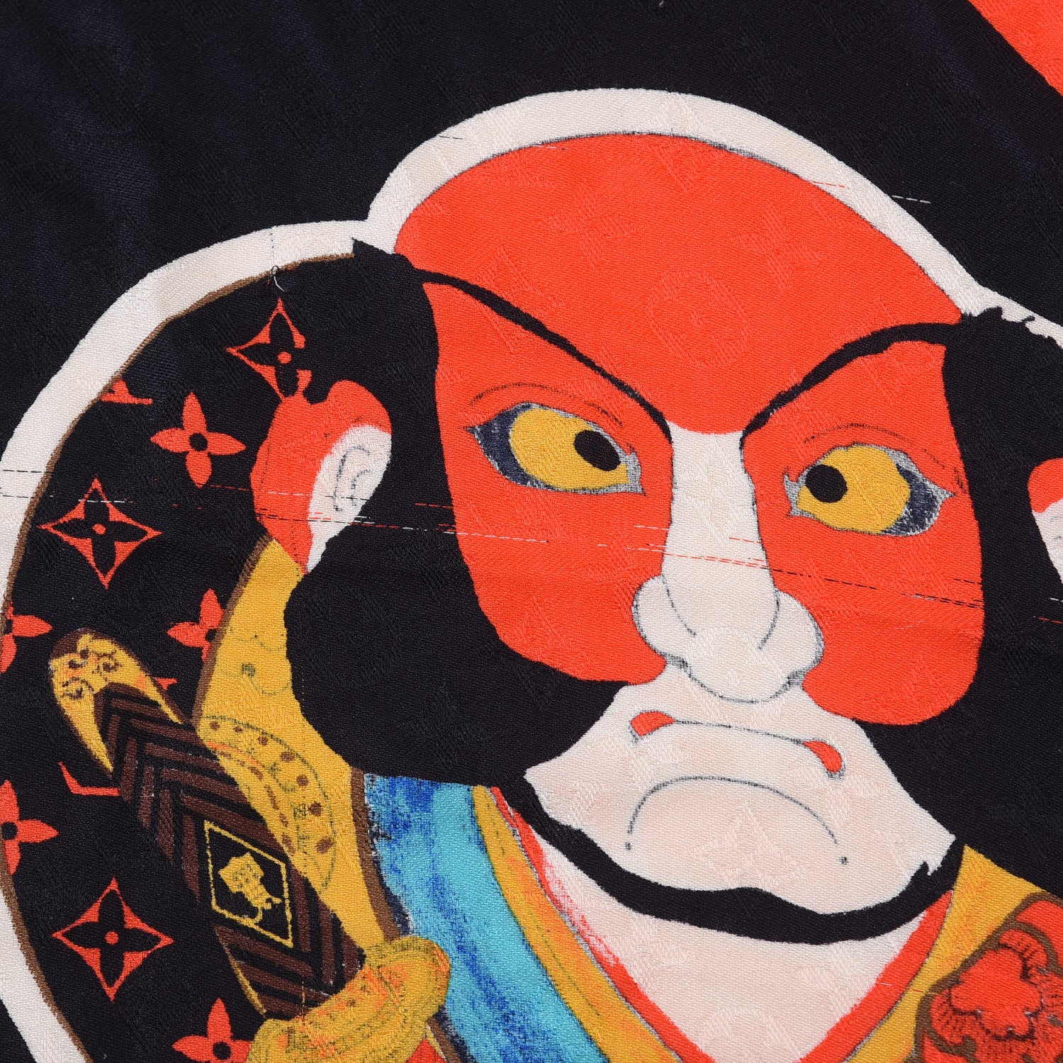 Louis Vuitton Silk Wool Monogram Kabuki Stickers Shawl Black 4 of 6