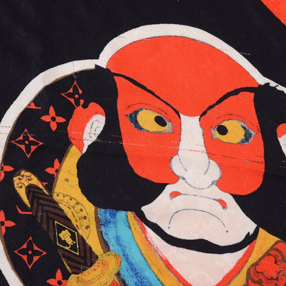 Louis Vuitton Silk Wool Monogram Kabuki Stickers Shawl Black 4 of 6