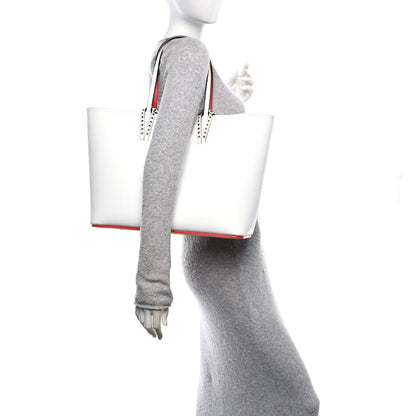 Christian Louboutin Calfskin Spikes Loubintheksy Embossed East West Cabata Tote White 2 of 11