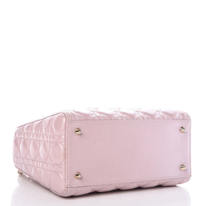 Christian Dior Pearly Lambskin Cannage Medium Lady Dior Lotus 4 of 12