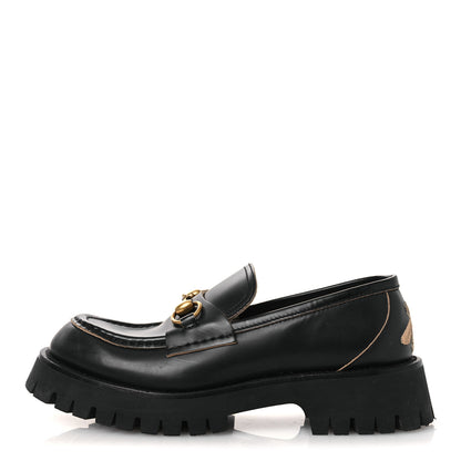 Gucci Cordovan Lux Womens Harald Horsebit 25mm Platform Loafers 38 Black 1 of 11