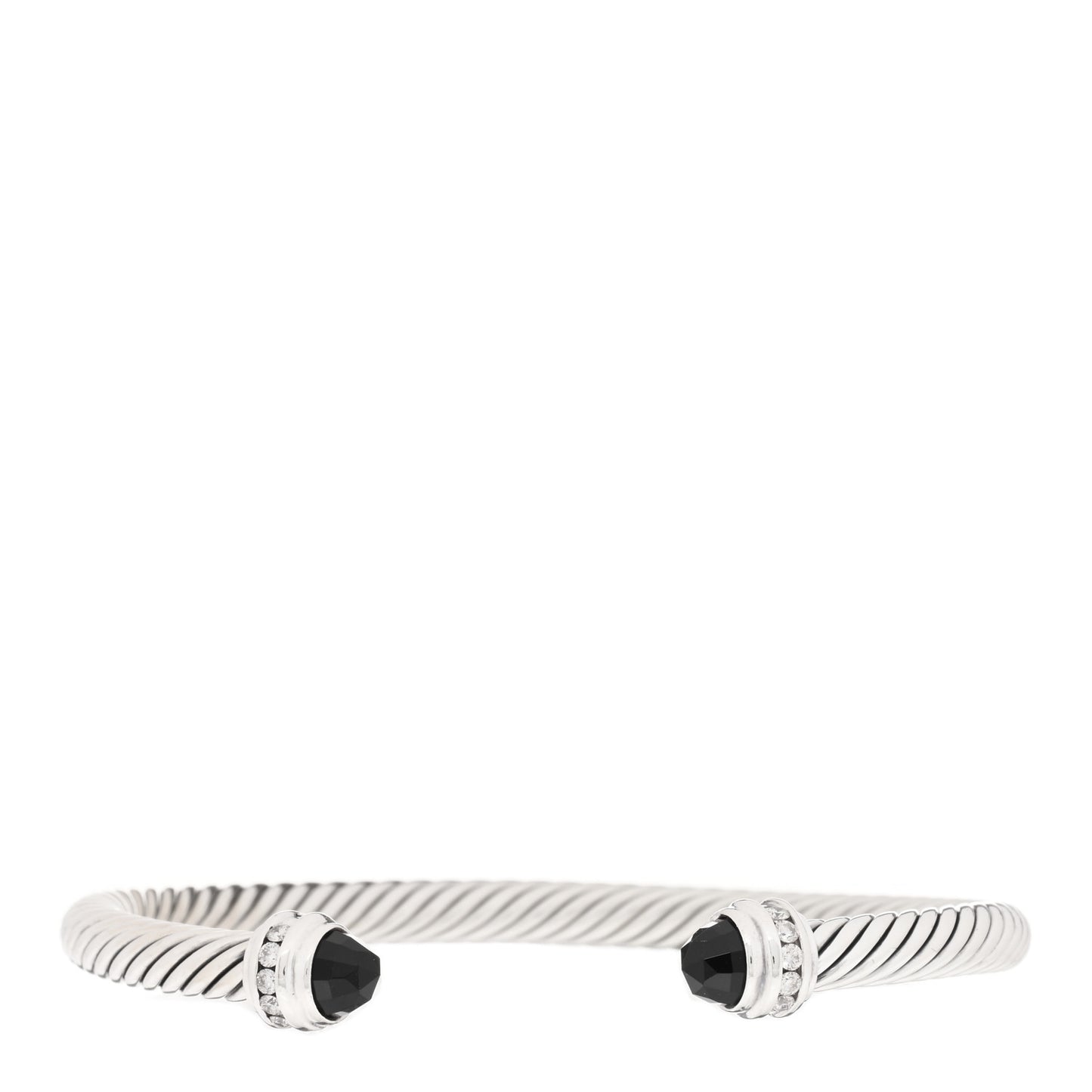 Sterling Silver Diamond Black Onyx 5mm Cable Classics Princess Bracelet