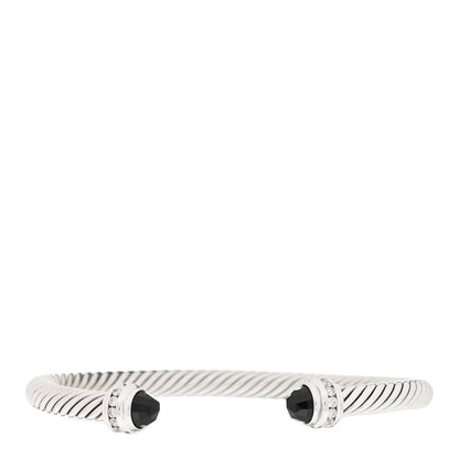 David Yurman Sterling Silver Diamond Black Onyx 5mm Cable Classics Princess Bracelet 1 of 3