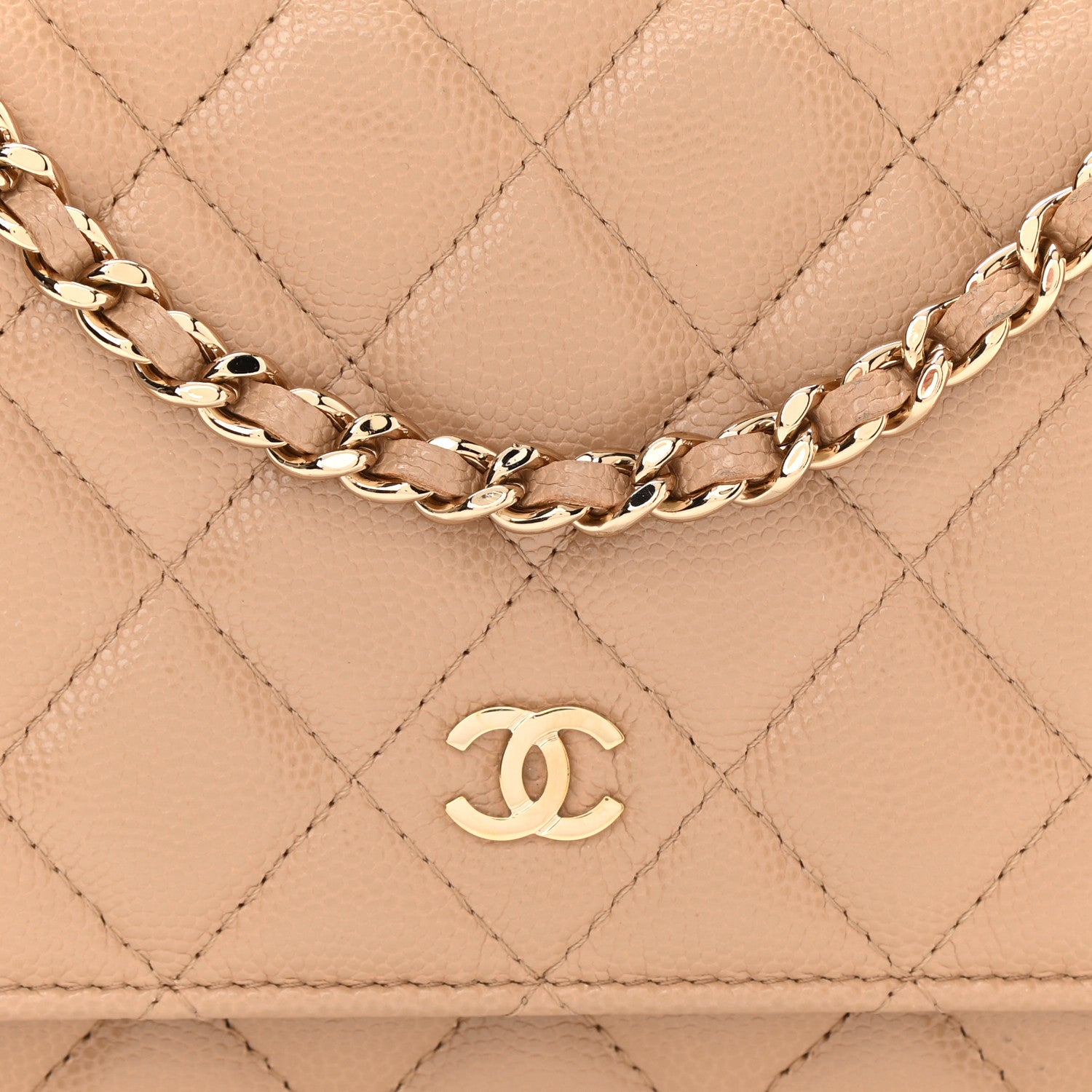 Chanel Caviar Quilted Wallet On Chain WOC Beige 9 of 11