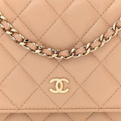 Chanel Caviar Quilted Wallet On Chain WOC Beige 9 of 11