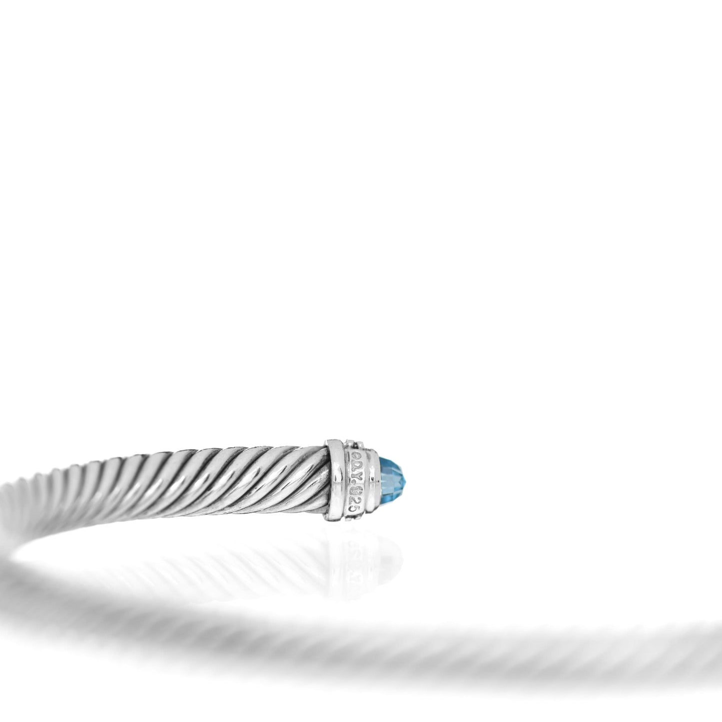 Sterling Silver Diamond Blue Topaz 5mm Cable Classics Bracelet