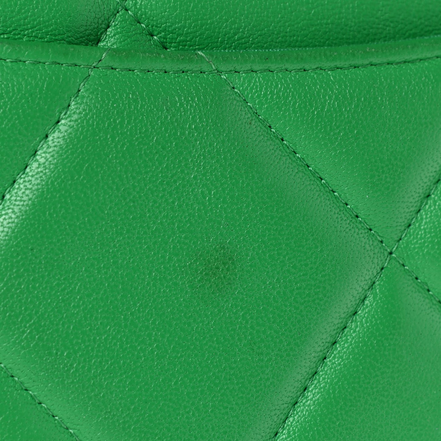 Shiny Goatskin Quilted Chanel 19 Pouch Green