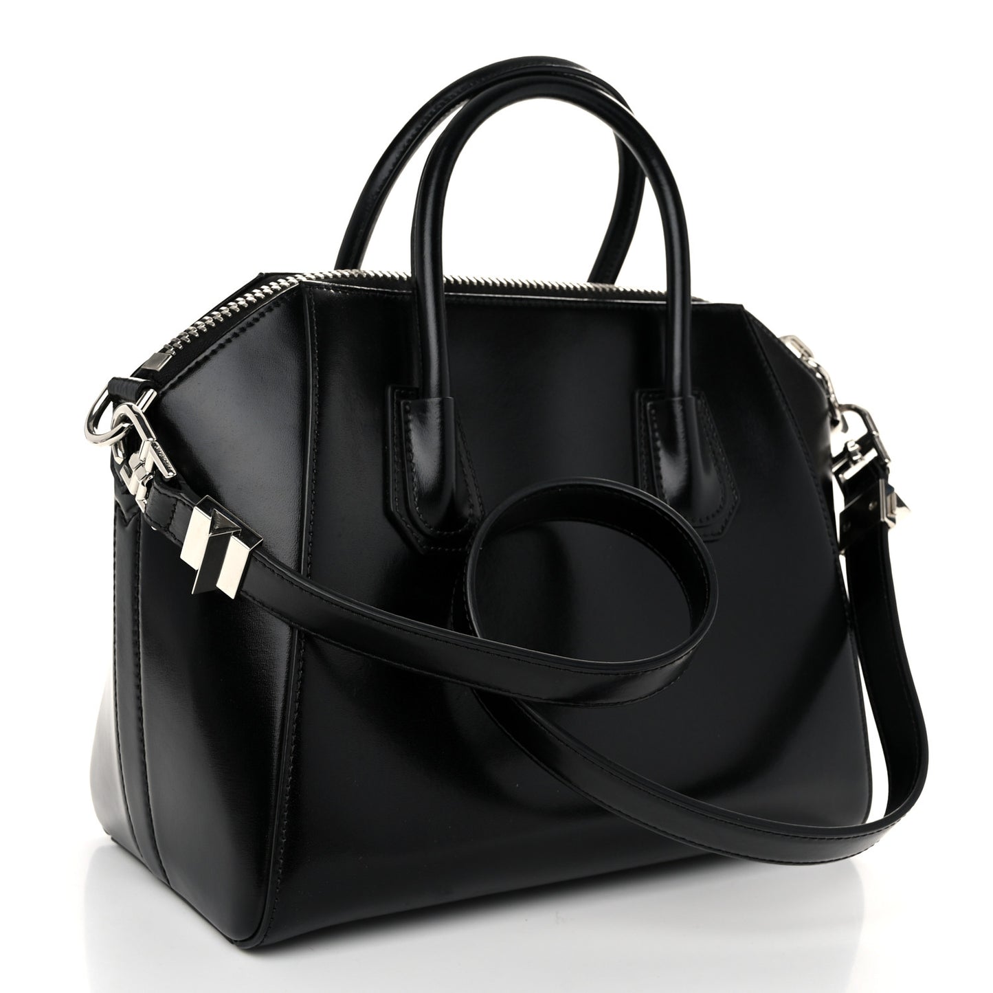 Shiny Lord Calfskin Small Antigona Black