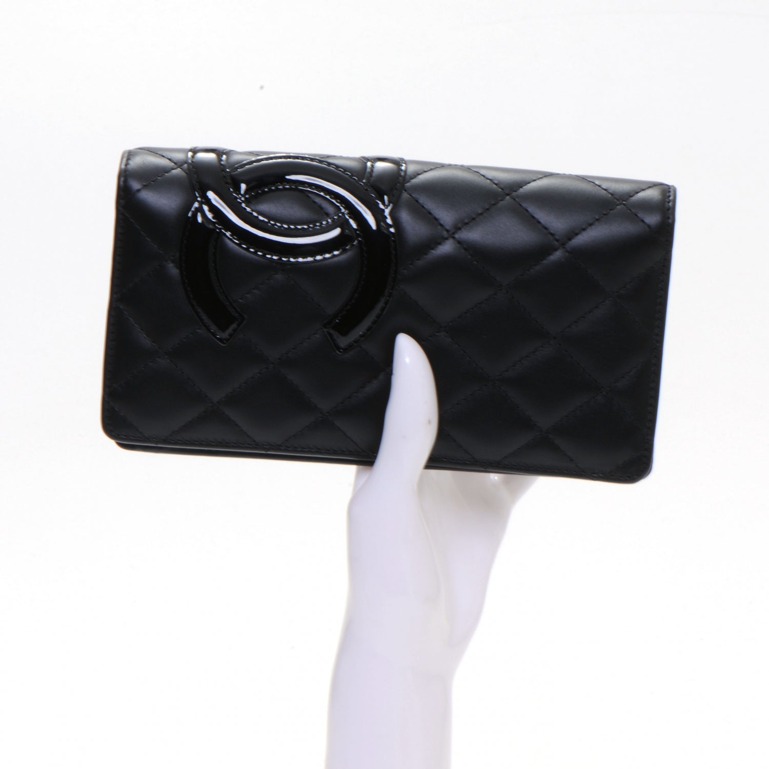 Chanel Calfskin Quilted Cambon Yen Wallet Black 2 of 8