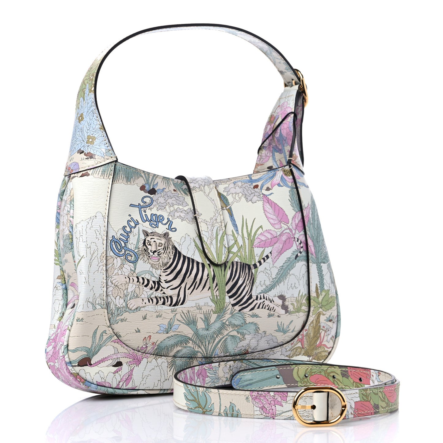 New Shangai Calfskin Tiger Savanah Small Jackie 1961 Hobo Chalky White Multicolor