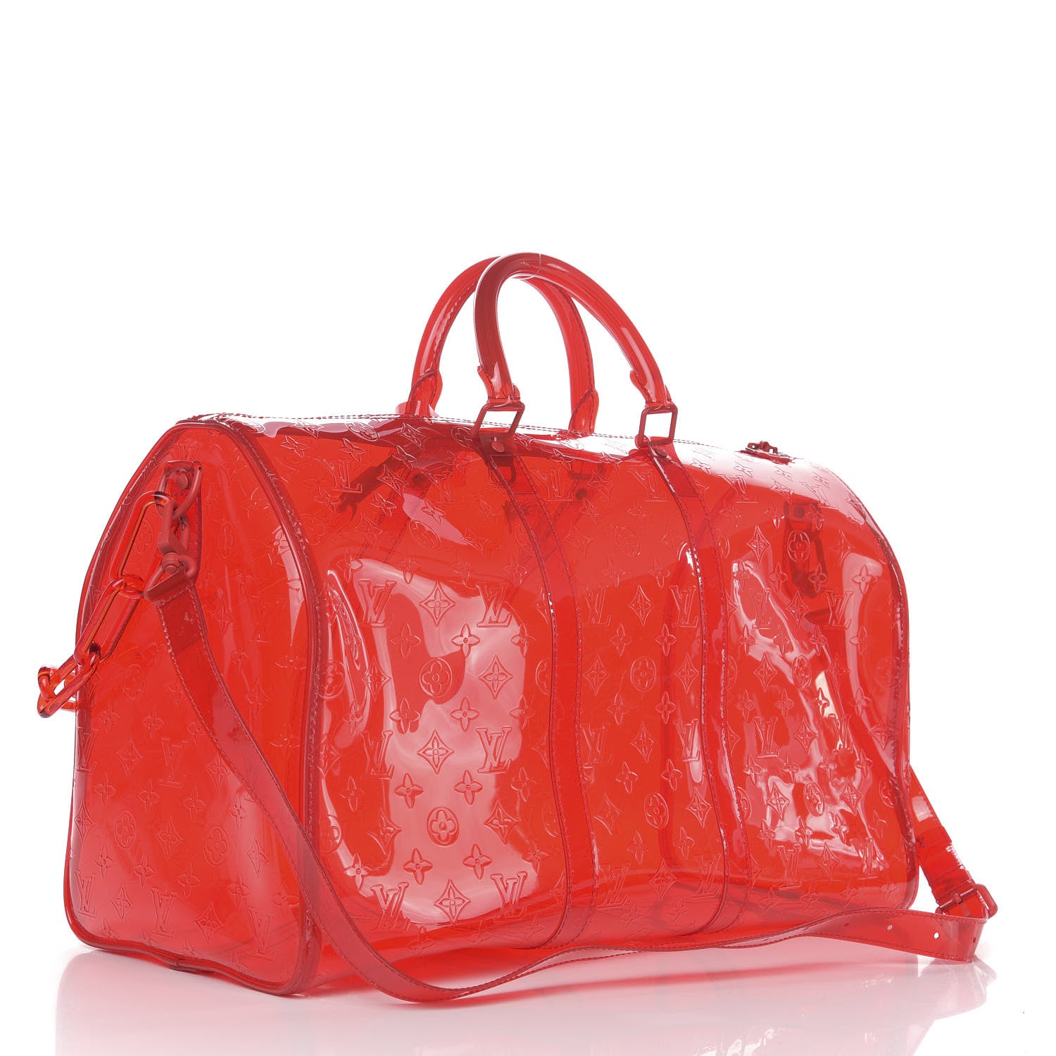 Louis Vuitton PVC Monogram Keepall Bandouliere 50 Grenadine Red 2 of 8