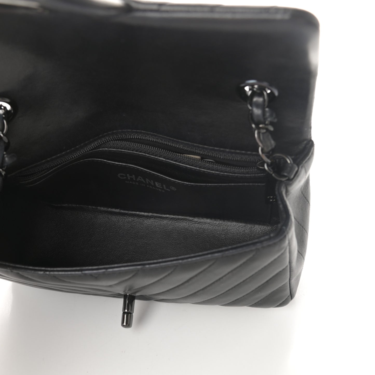 Lambskin Chevron Quilted Mini Rectangular Flap So Black