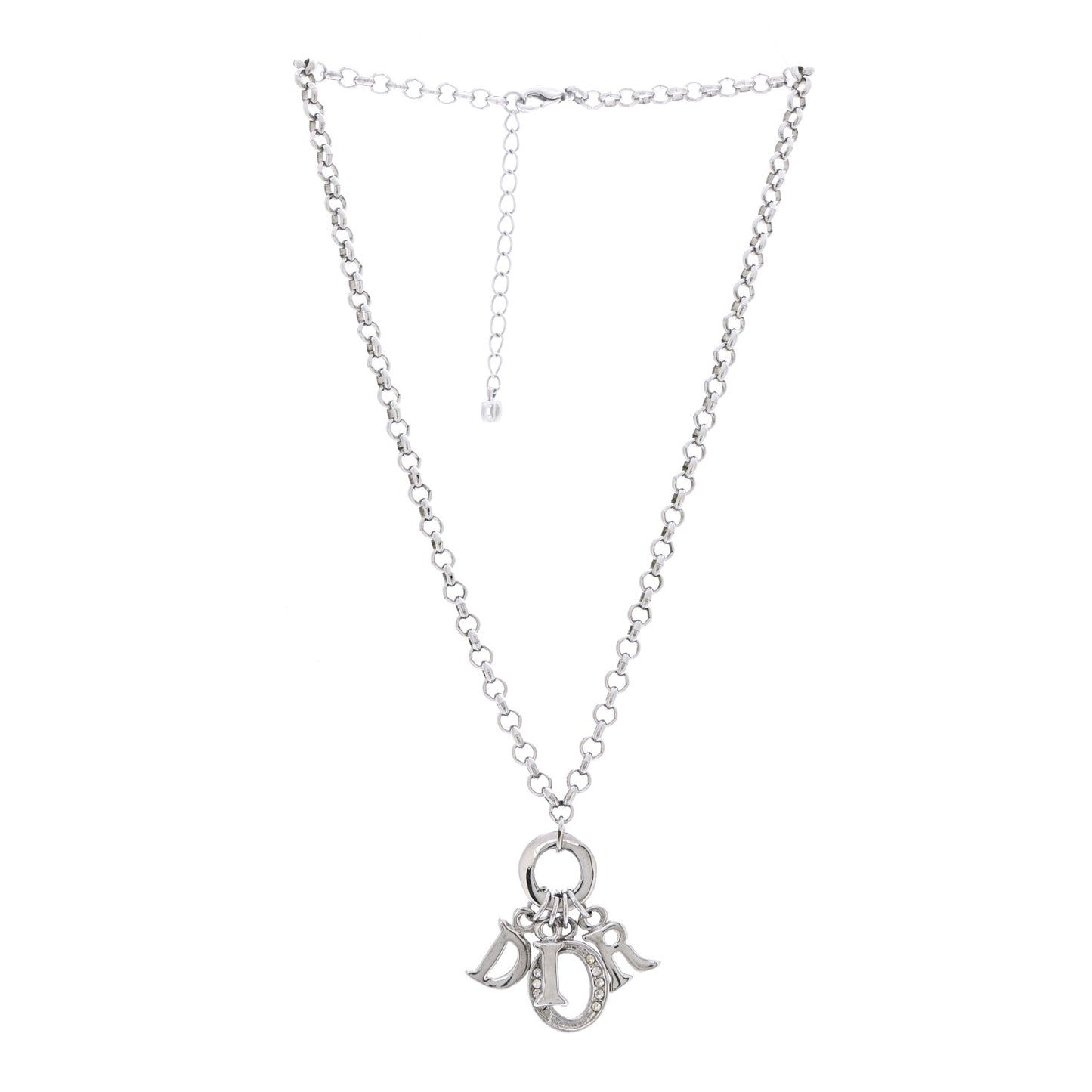 Crystal Logo Necklace Silver