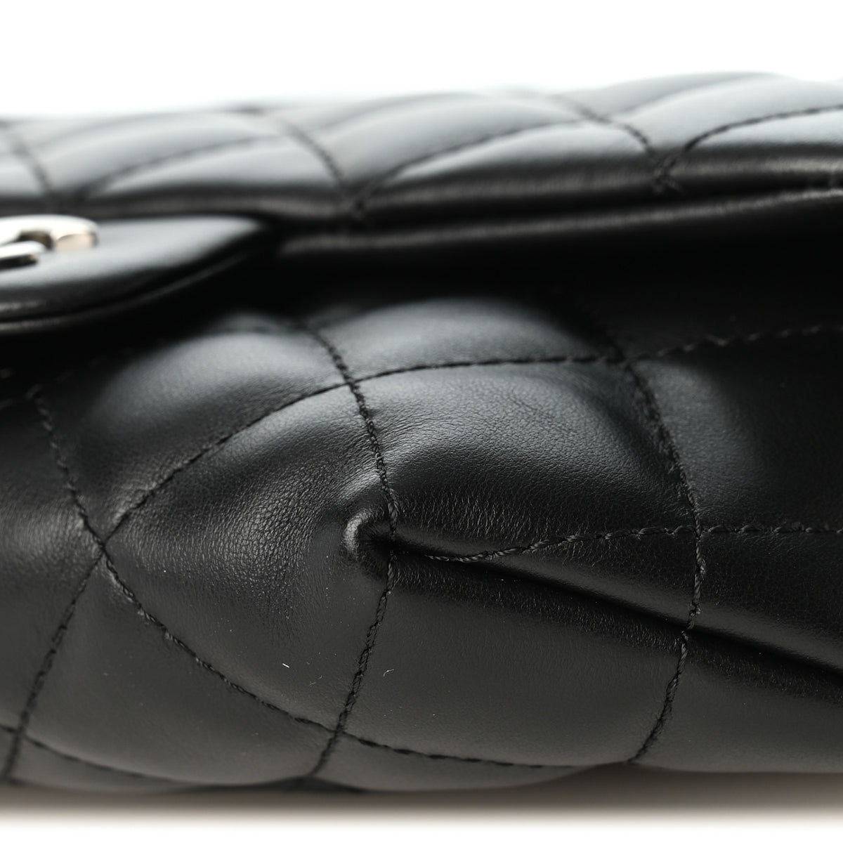 Calfskin Quilted CC Uniform Flap Belt Bag Black