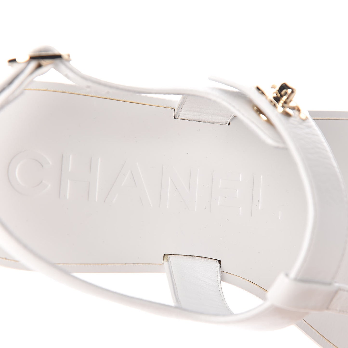 Lambskin CC Thong Sandals 36.5 White