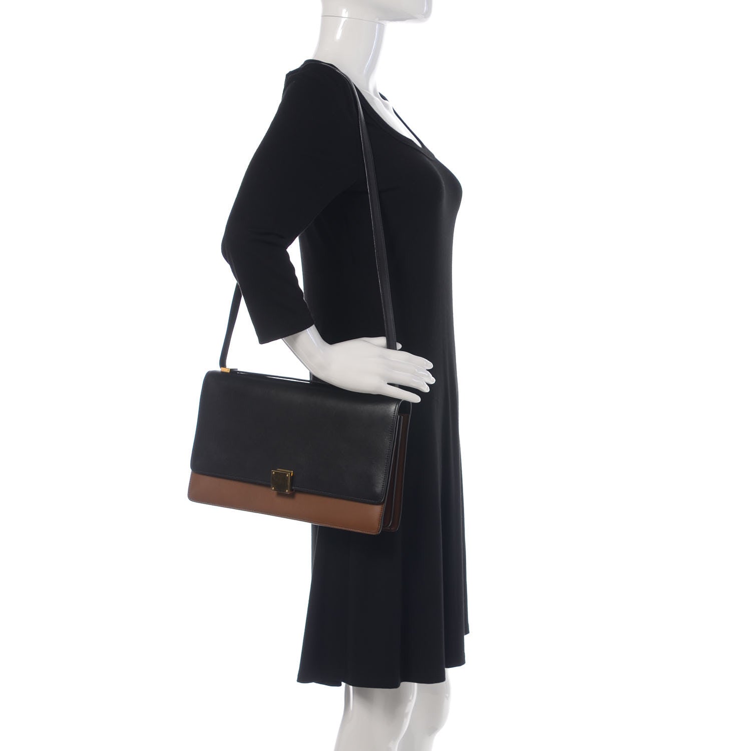 Celine Calfskin Medium Bi-Color Case Flap Camel 2 of 12