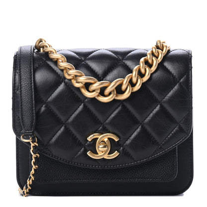 Chanel Calfskin Caviar Quilted Mini Chain Handle Flap Black 1 of 4