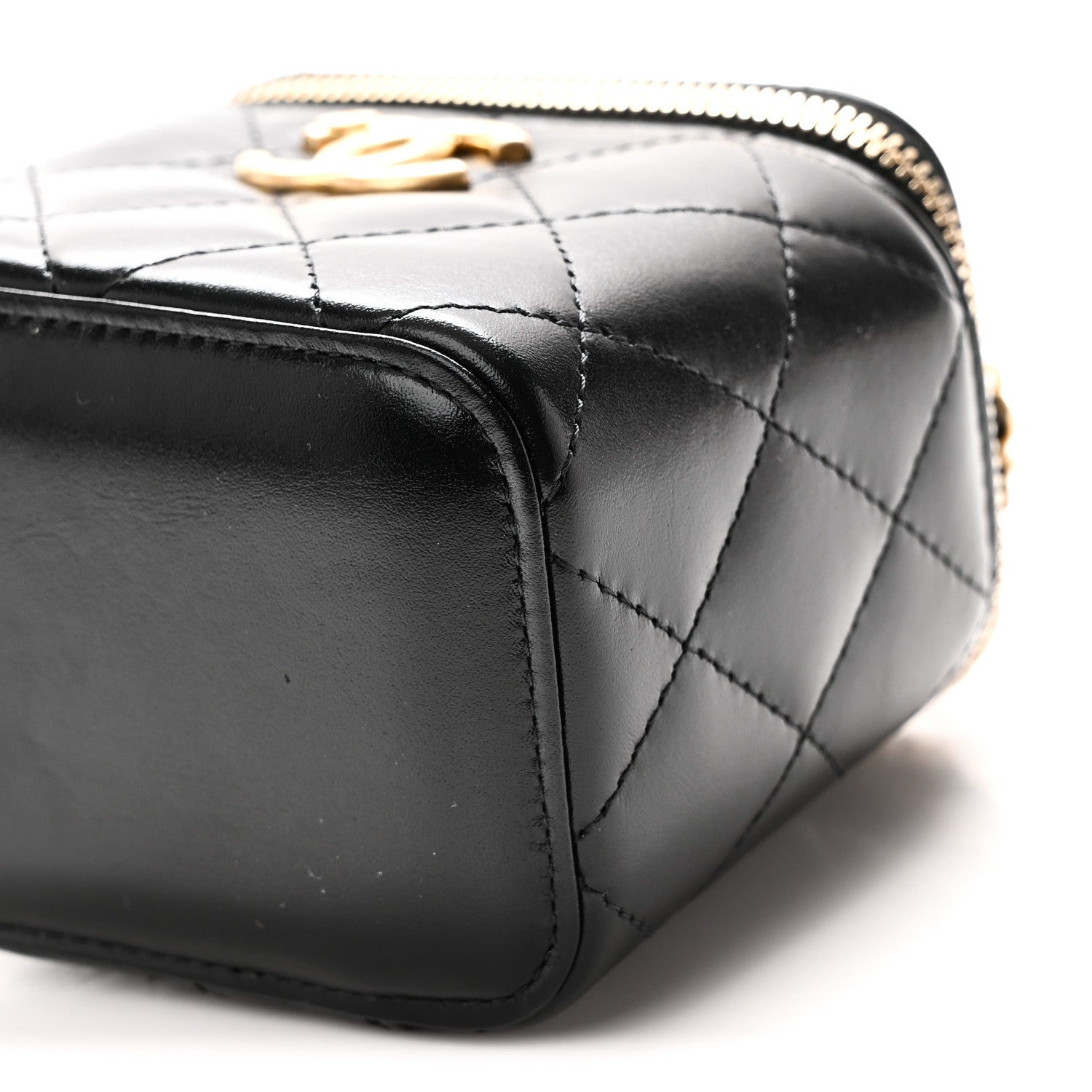 Chanel Calfskin Quilted Mini Perfect Fit Vanity Case With Chain Black 10 of 10