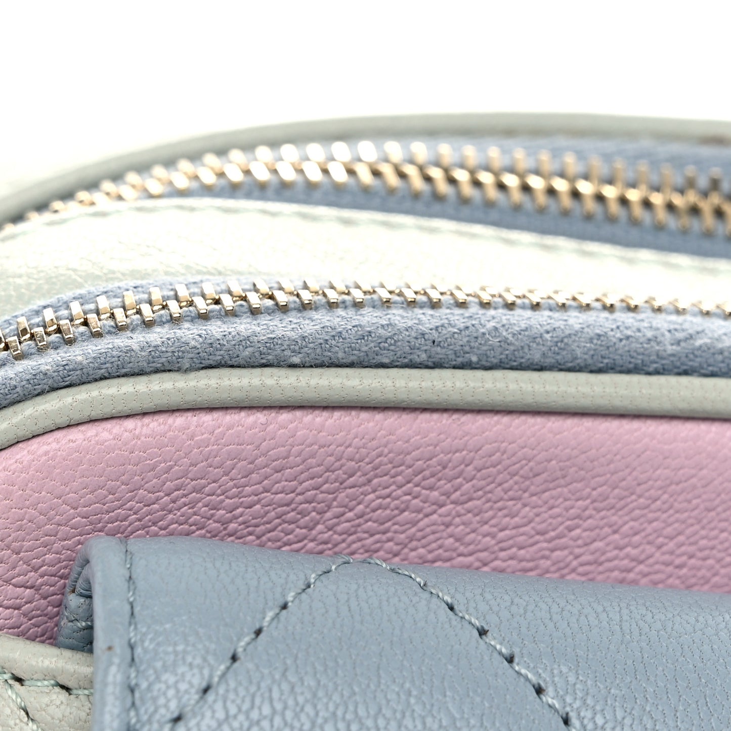 Goatskin Quilted Waist Bag Green Blue Pink