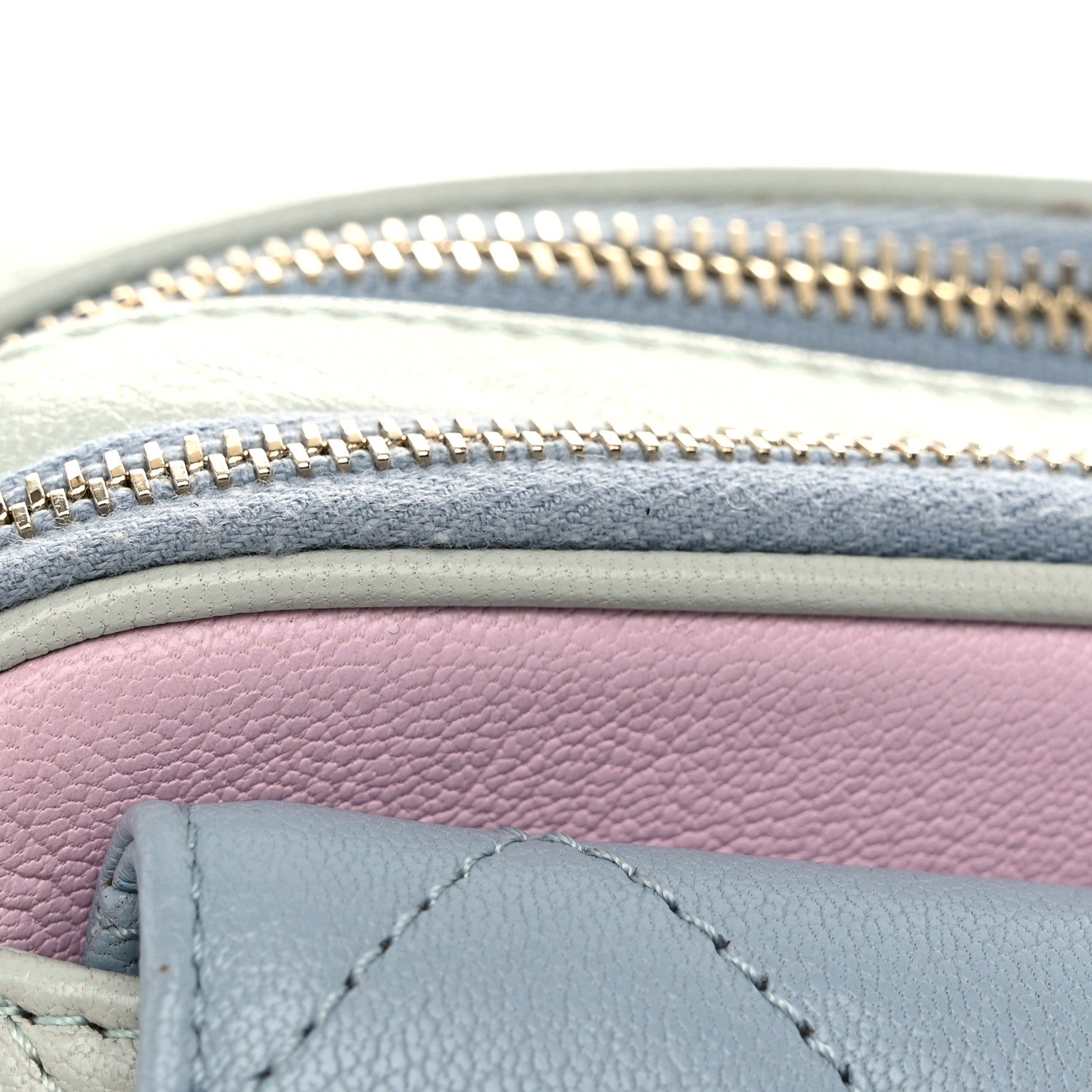 Chanel Goatskin Quilted Waist Bag Green Blue Pink 12 of 13