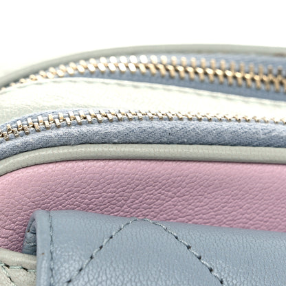 Chanel Goatskin Quilted Waist Bag Green Blue Pink 12 of 13