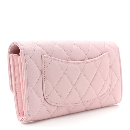 Chanel Caviar Quilted Large Gusset Flap Wallet Light Pink 3 of 13