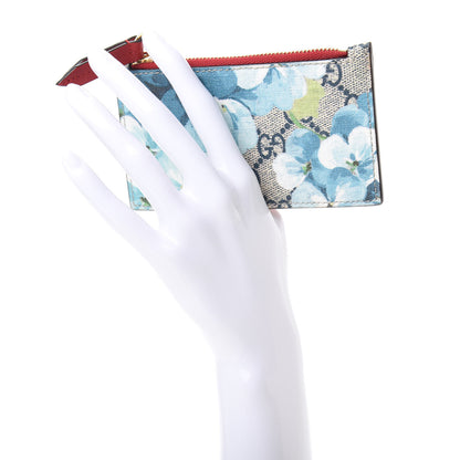 Gucci GG Supreme Monogram Blooms Coin Case Card Holder Beige Blue Navy Hibiscus Red 2 of 7
