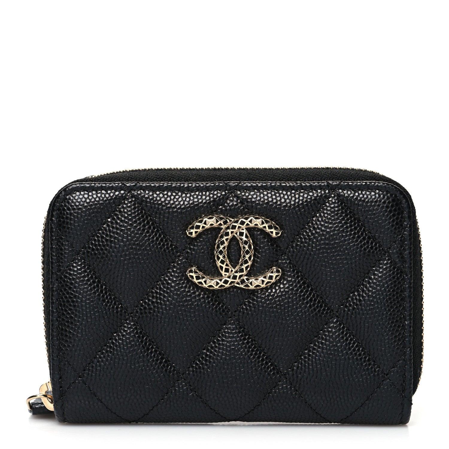 Chanel Caviar Quilted Perforated CC Zip Coin Purse Black 1 of 9
