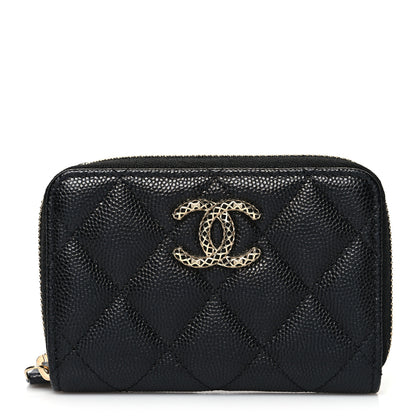 Chanel Caviar Quilted Perforated CC Zip Coin Purse Black 1 of 9
