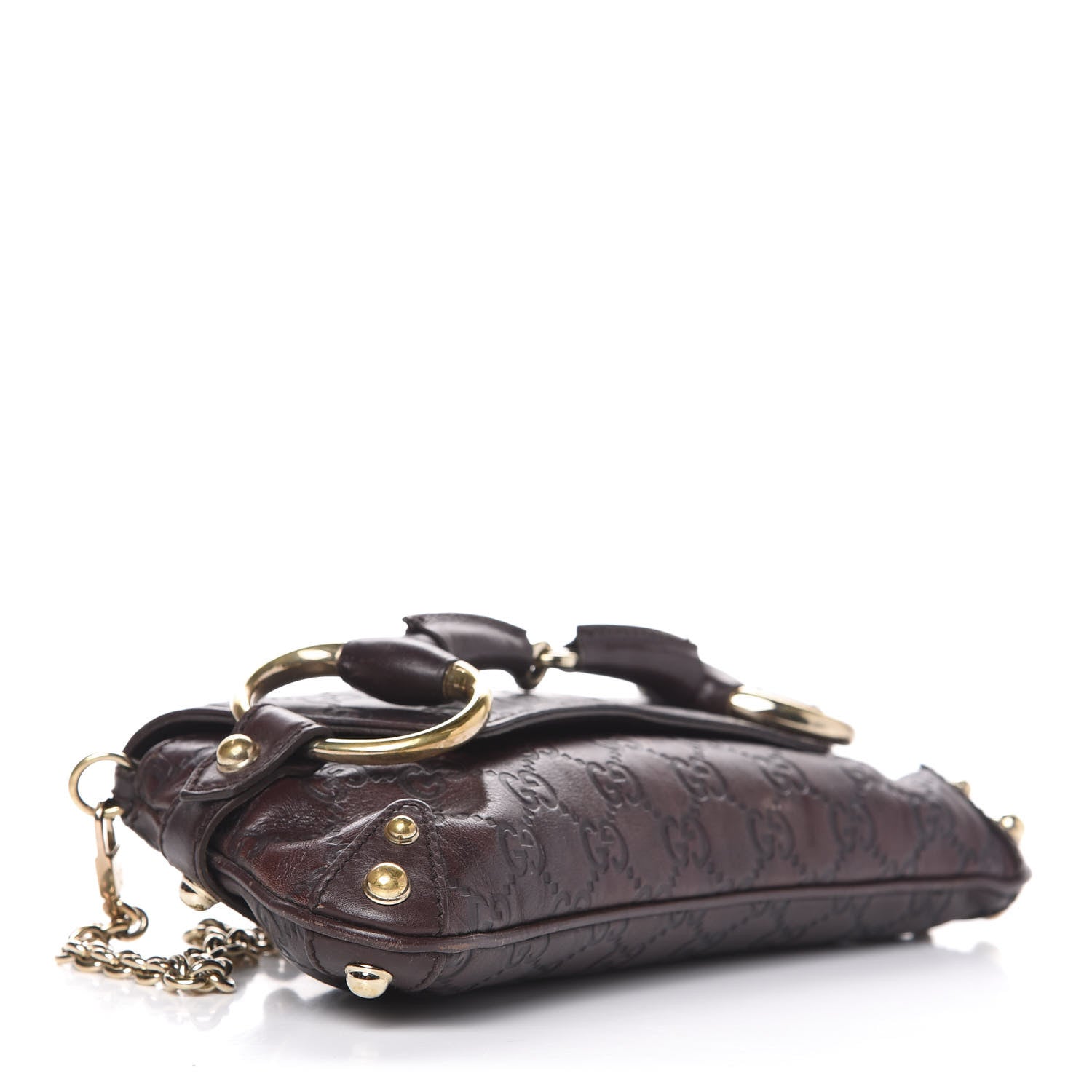 Gucci Guccissima Small Horsebit Chain Clutch Chocolate 4 of 14