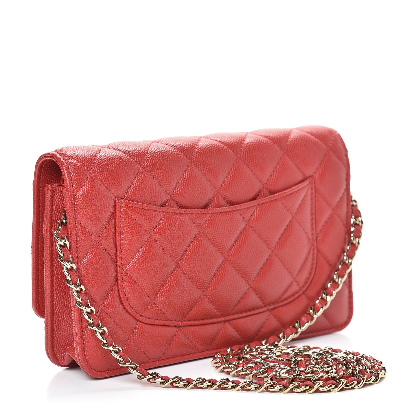 Caviar Quilted Wallet on Chain WOC Red