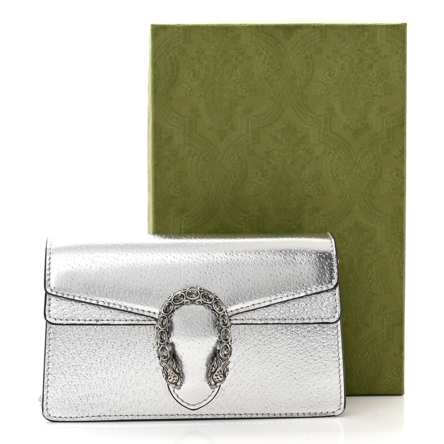 Gucci Metallic Calfskin Super Mini Dionysus Shoulder Bag Silver 10 of 10