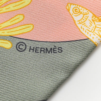 Hermes Silk Precious Paradise Twilly Vert Amande Abricot Bleu Jean 4 of 4