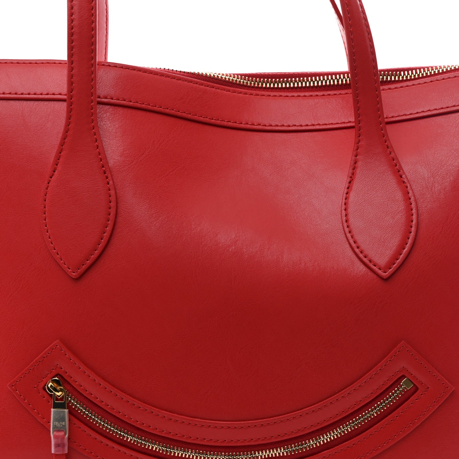 Celine Glossy Calfskin Flat Luggage Shoulder Bag Ultra Red 8 of 10