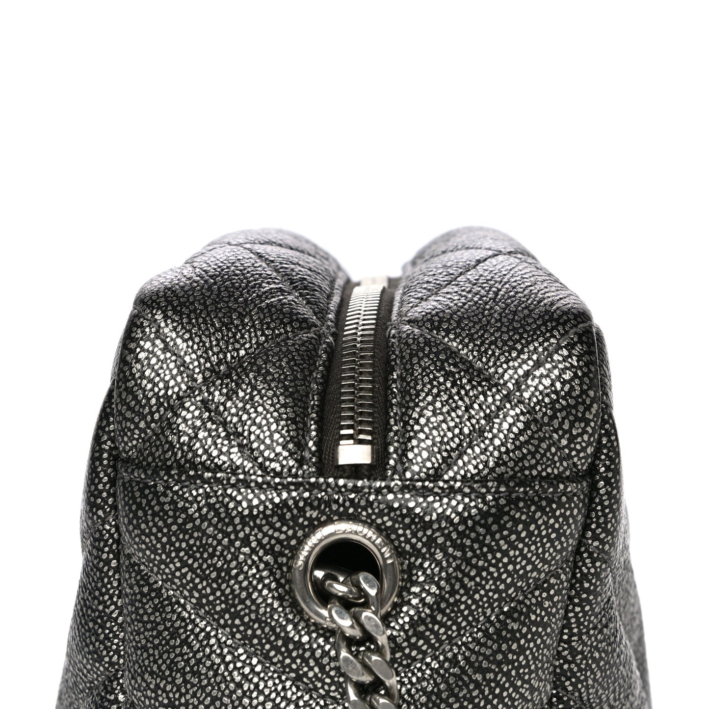 Metallic Grain De Poudre Y Quilted Monogram Small Loulou Bowling Bag Gun Metal