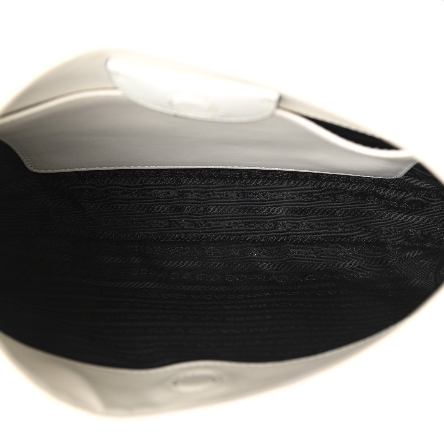 Prada Spazzolato Cleo Adjustable Strap Shoulder Bag White Black 4 of 8