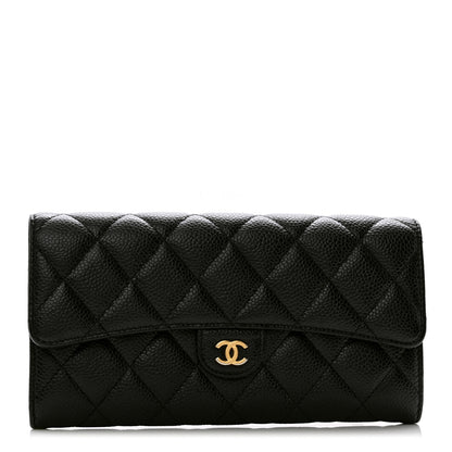 Chanel Caviar Quilted Large Gusset Flap Wallet Black 1 of 11