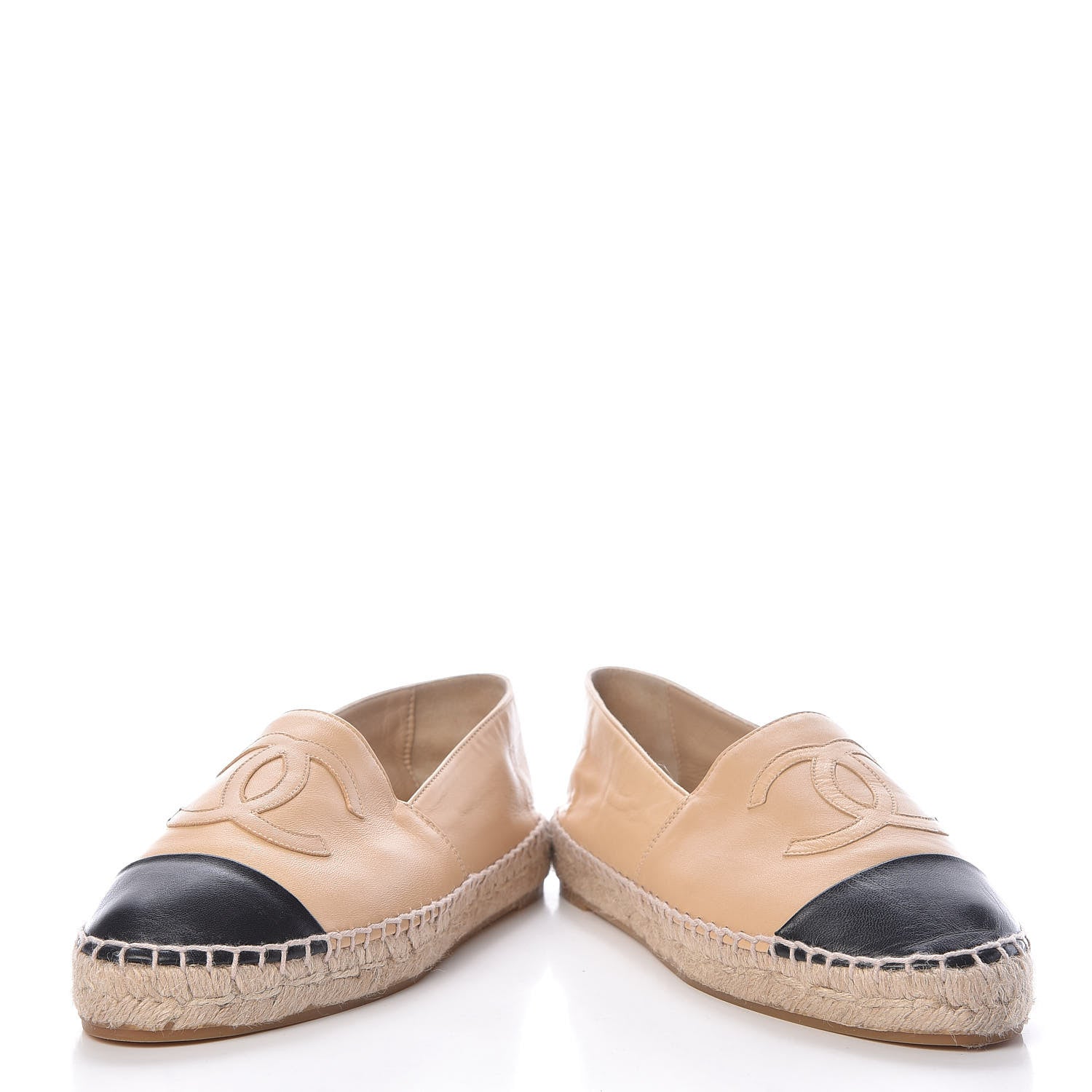 Chanel Lambskin CC Espadrilles 37 Beige Black 12 of 14