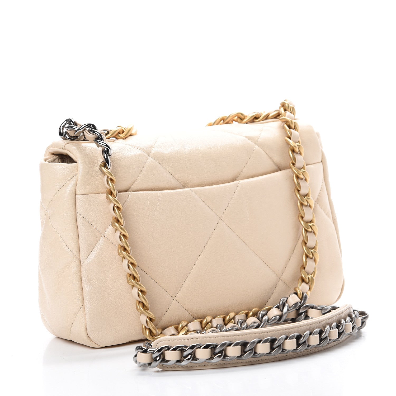 Chanel Lambskin Quilted Medium 19 Flap Light Beige 2 of 9