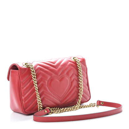 Gucci Calfskin Matelasse Small GG Marmont Shoulder Bag Hibiscus Red 3 of 11