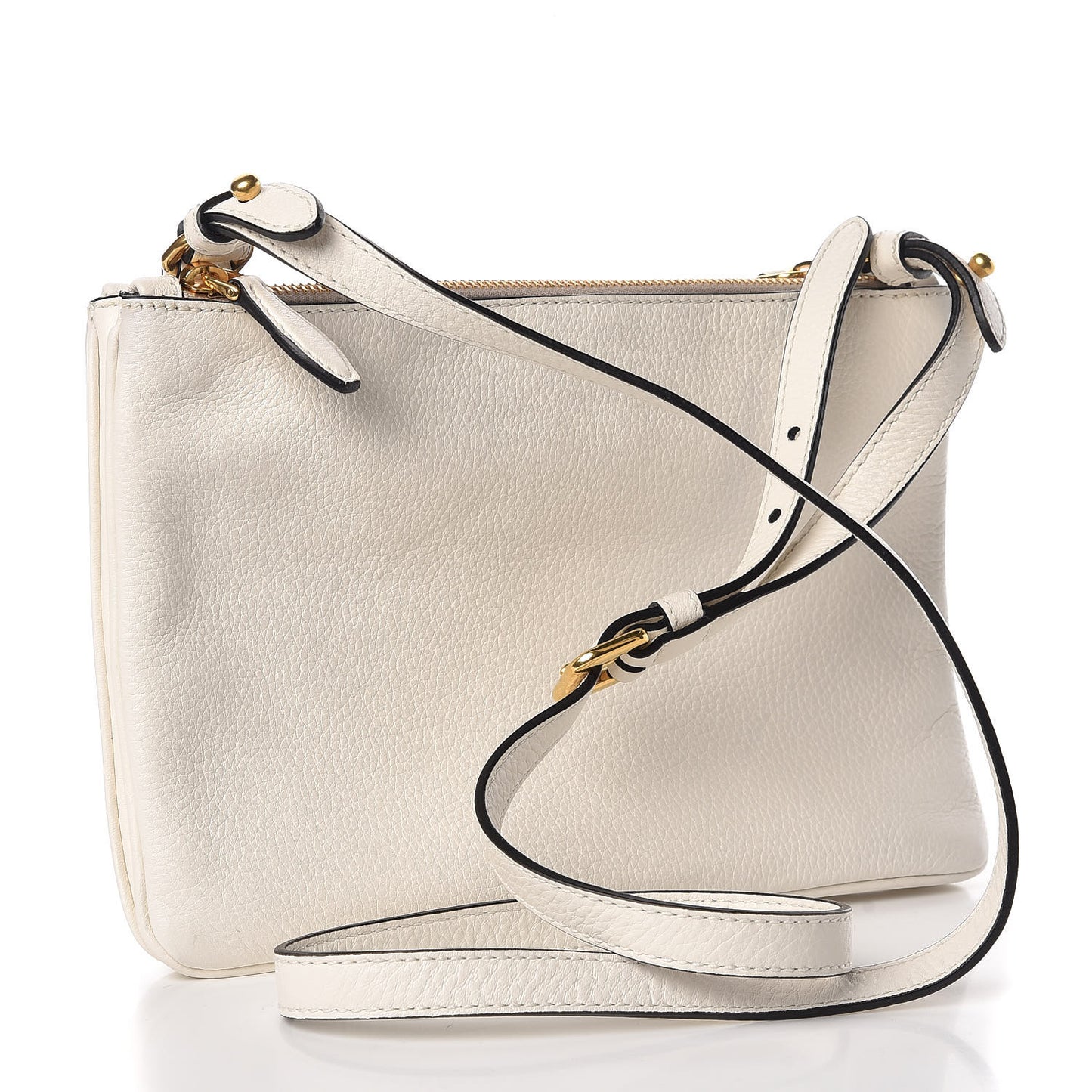 Vitello Phenix Double Zip Crossbody Bag Bianco