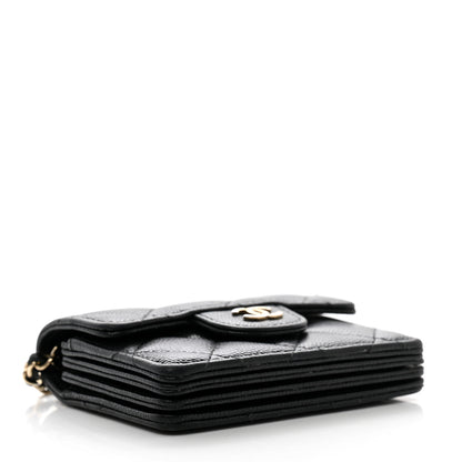 Chanel Caviar Quilted Flap Card Holder On Chain Black 3 of 10