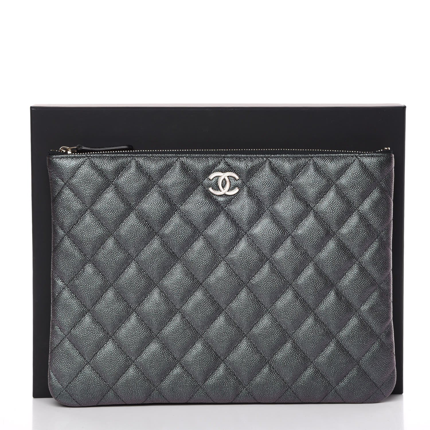 Chanel Iridescent Caviar Quilted Medium Cosmetic Case Black 10 of 10