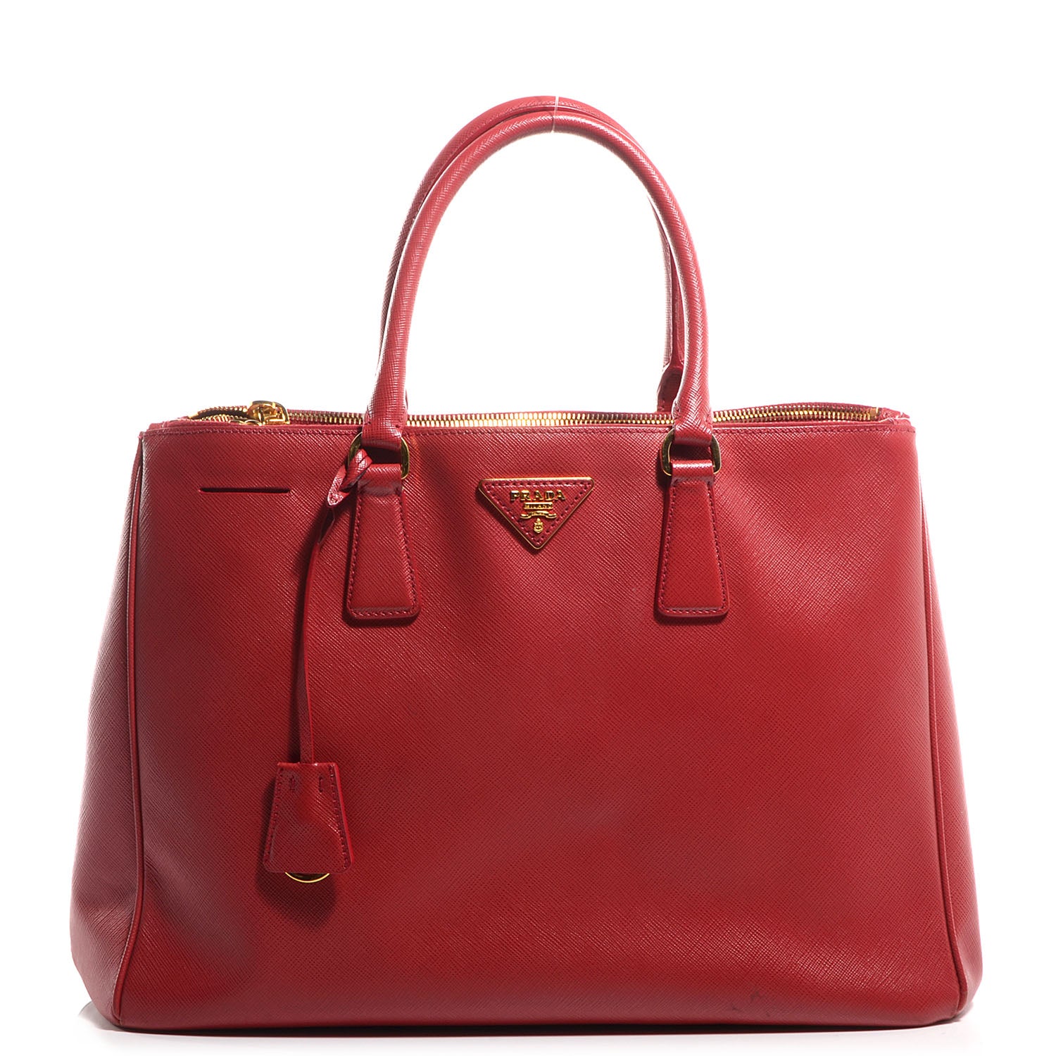 Prada Saffiano Lux Large Double Zip Tote Fuoco 1 of 12