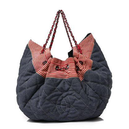 Chanel Denim Quilted Large Stretch Spirit Cabas Blue 1 of 8