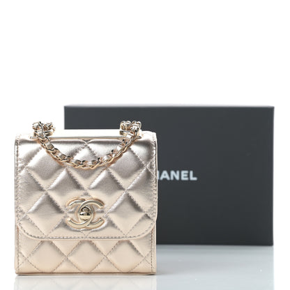 Chanel Metallic Lambskin Quilted Mini Trendy CC Clutch With Chain Gold 11 of 11
