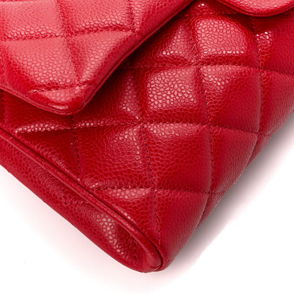 Chanel Caviar Quilted Clutch With Chain Flap Red 10 of 12
