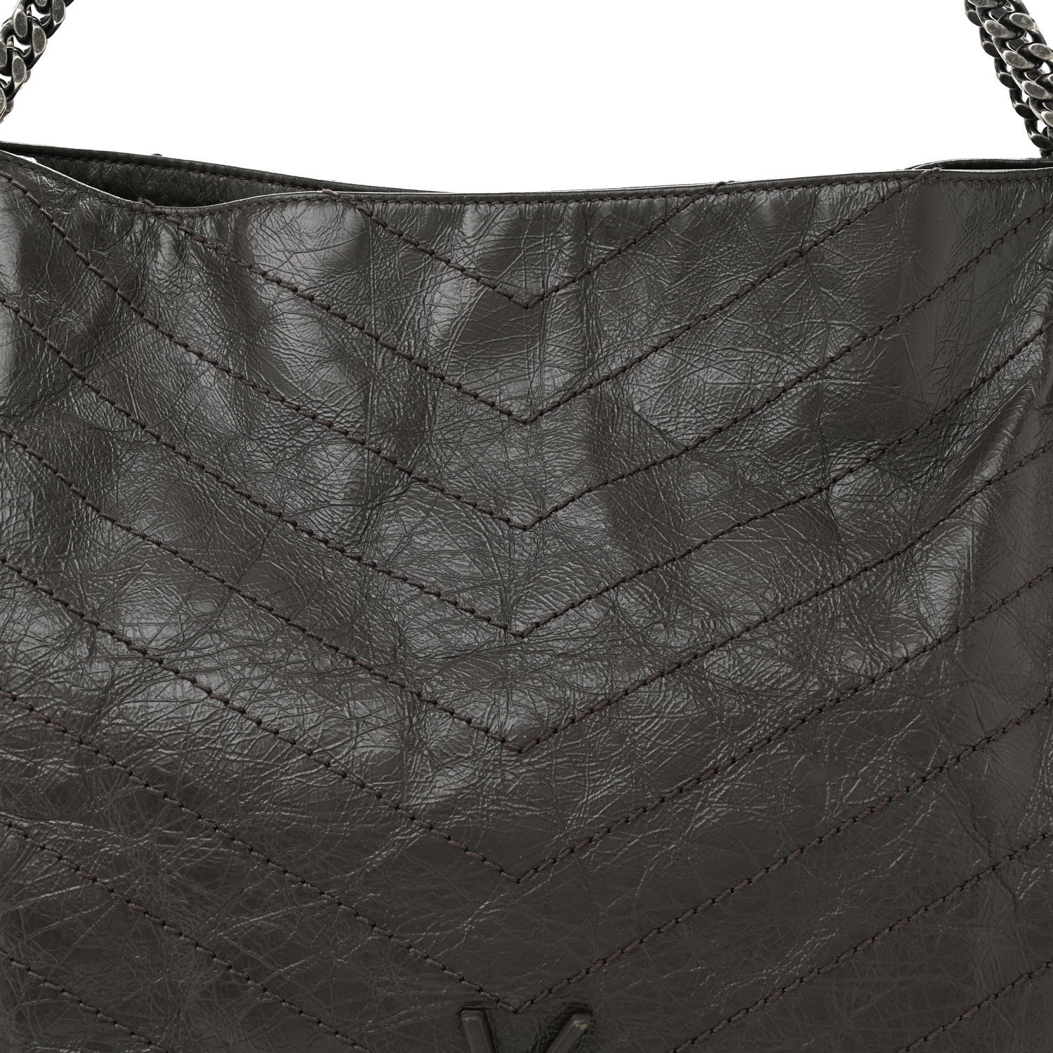 Saint Laurent Crinkled Calfskin Matelasse Monogram Niki Shoulder Bag Storm 8 of 12